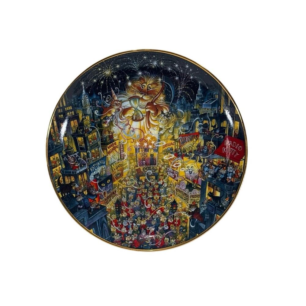 Franklin Mint Purring in the Mew Year Bill Bell Plate COA Boxed